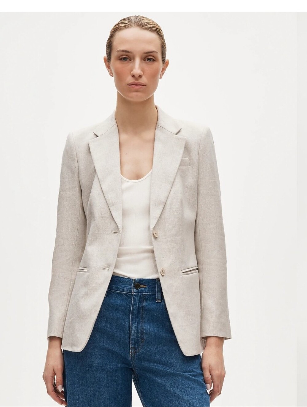 NWT J. CREW Margeaux Stretch Linen Blazer In Flax Ivory Size 10
